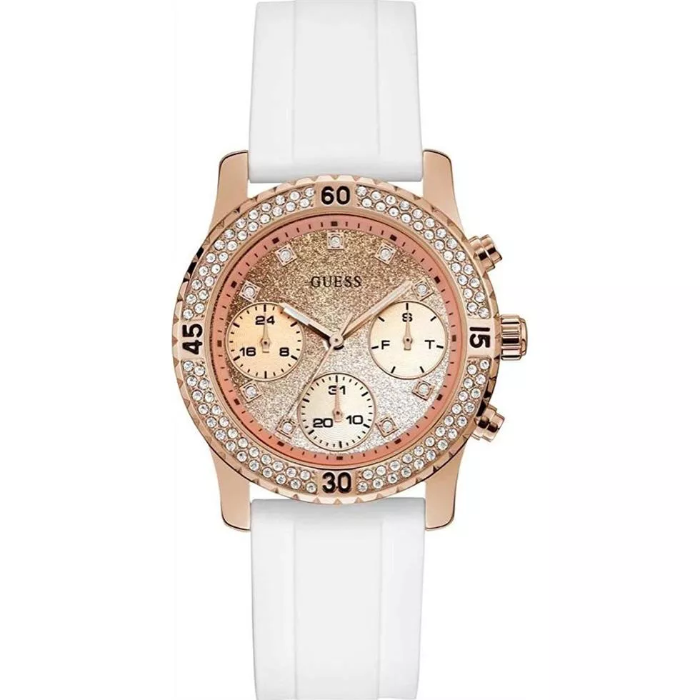 Guess Sparkling White Tone Watch 37mm