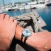 Guess Delancy Orange Blue-Striped Watch 44mm