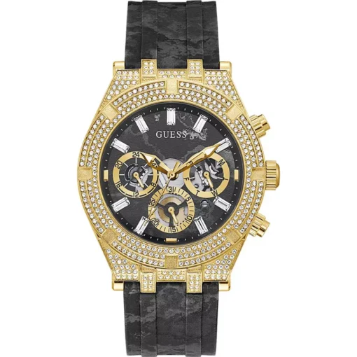 Guess Allara Black Silicone Watch 44mm