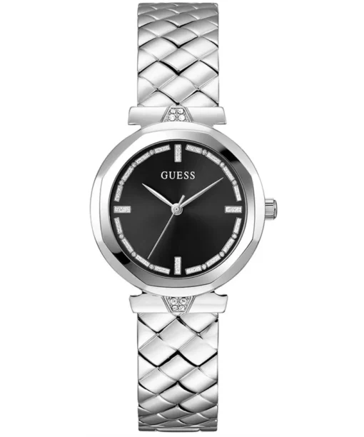 Guess Quilted Silver Tone Watch 34mm