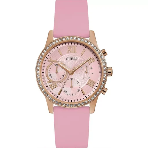 Guess Sparkling Pink Silicone Watch 40mm