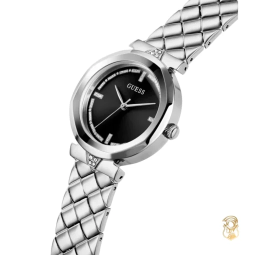 Guess Quilted Silver Tone Watch 34mm
