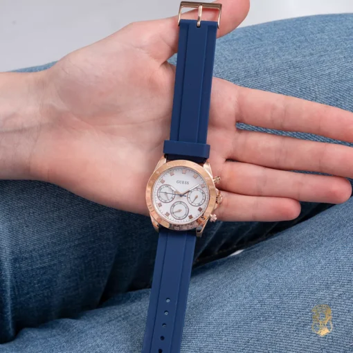 Guess Sparkling Blue Silicone Watch 38mm