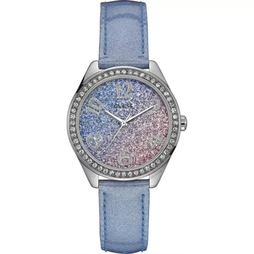 Guess Sweetie Crystal Blue Leather Watches 37mm