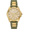 Guess Intrepid Olive Green Silicone Watch 42mm
