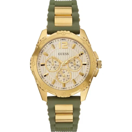 Guess Intrepid Olive Green Silicone Watch 42mm