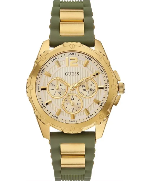 Guess Intrepid Olive Green Silicone Watch 42mm