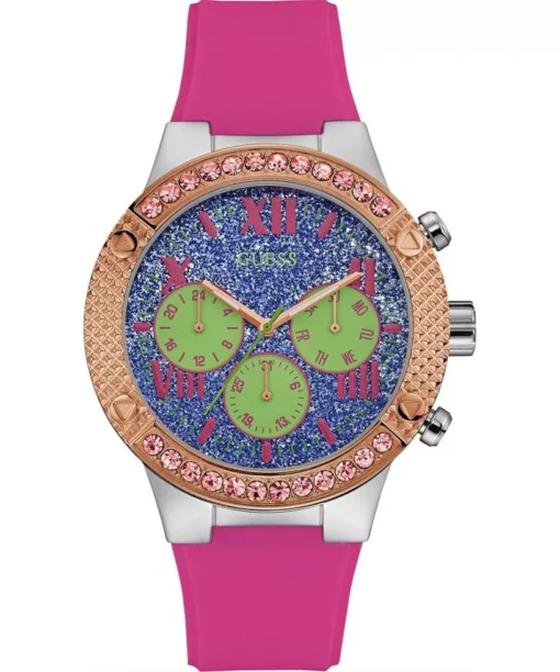 Guess Contender Pink Silicone Watch 44mm