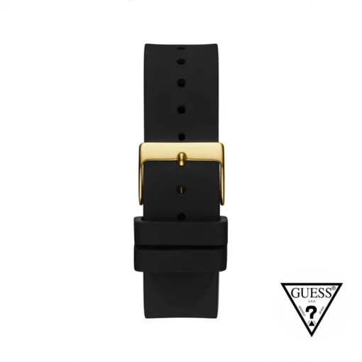 guess baguette black silicone watch