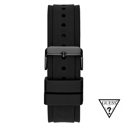 guess crescent black silicone watch