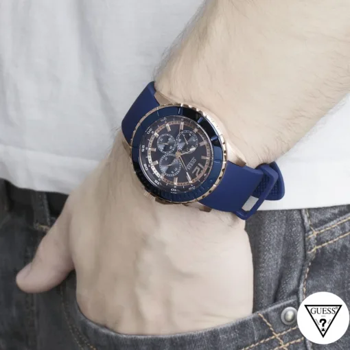 guess delancy blue tone watch