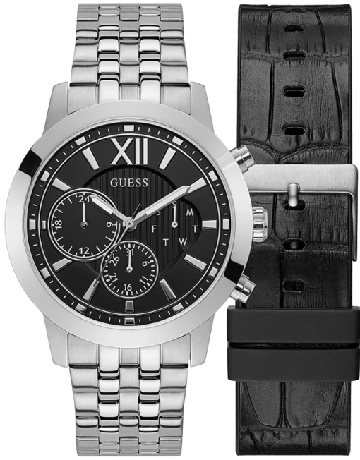 guess exclusive silver steel watch 45mm