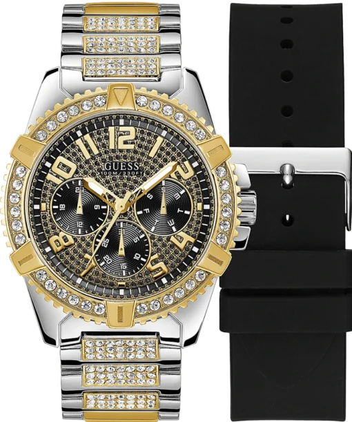 guess exclusive two tone crystal steel watch 48mm