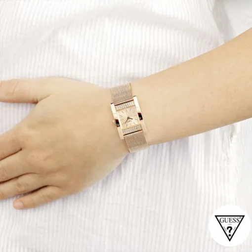 guess vanity shine rose gold watch