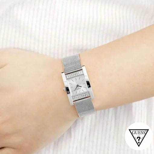guess vanity shine silver tone watch
